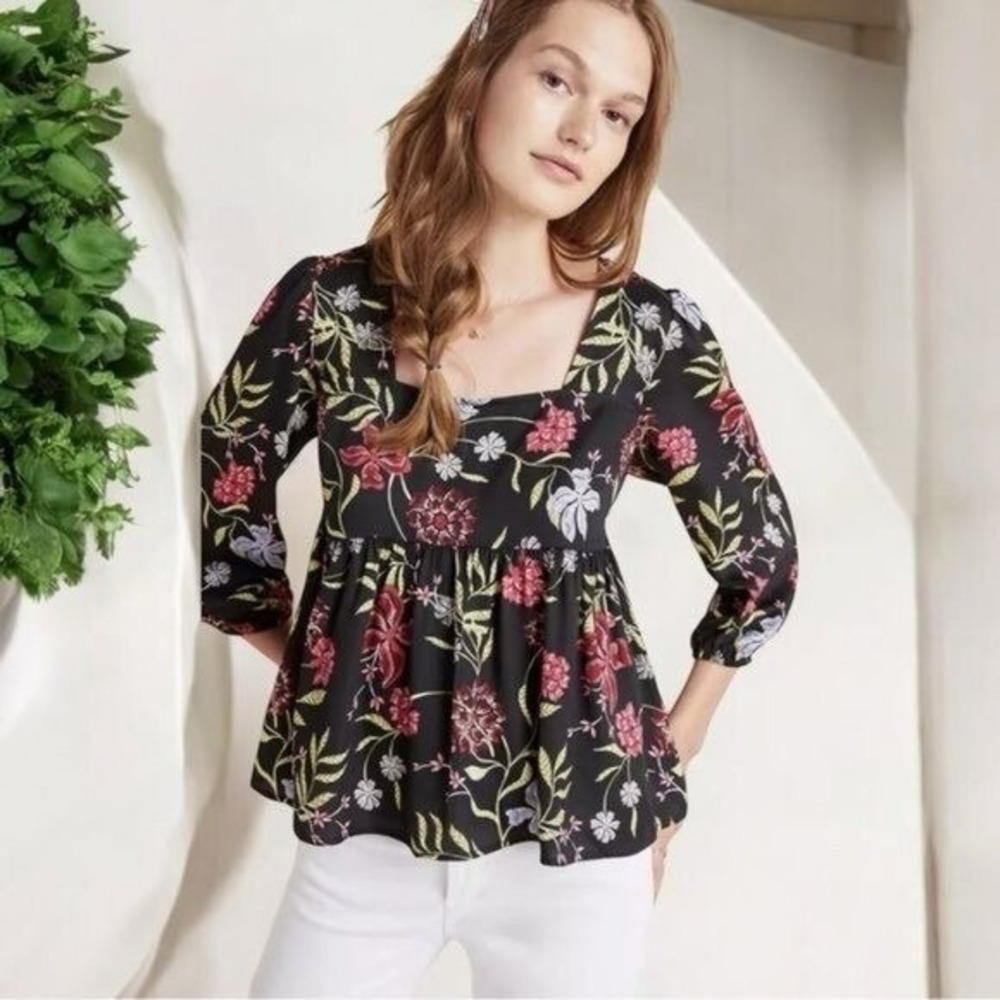 Dolan by Anthropologie Cherie Floral Babydoll Sweetheart Top Dainty Feminine S‎
